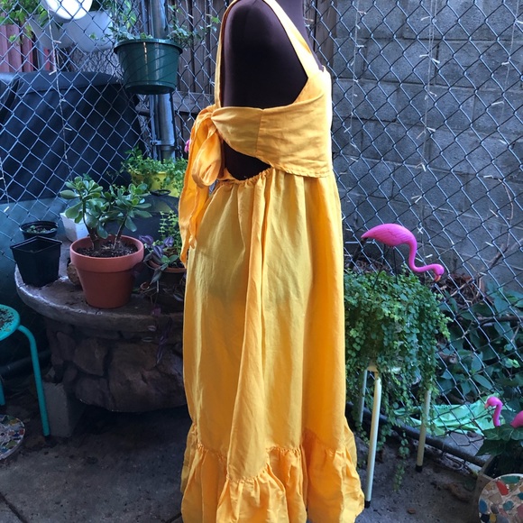 Vero Moda Cut Out Maxi Dress Yellow Medium NWT - Picture 8 of 8